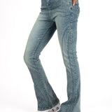 Vintage Wash Mid Rise Flare Jeans