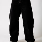 Black Fireman Clasp Baggy Jeans