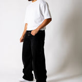 Black Fireman Clasp Baggy Jeans