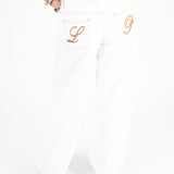 ECRU TIE WAIST DETAIL STRAIGHT LEG JEAN