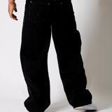 Black Fireman Clasp Baggy Jeans