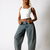 Tinted Wash Textured Denim Horseshoe Jeans