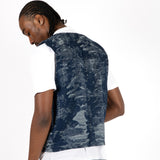 Blue Textured Camo Denim Gilet Vest