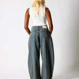 Tinted Wash Textured Denim Horseshoe Jeans