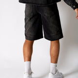 Washed Black Denim Seam Detail Jorts