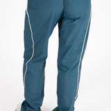 NAVY RELAXED-FIT NYLON JOGGERS WITH LOGO & PIPING