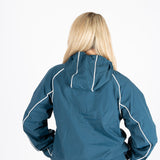 NAVY NYLON TRACK JACKET WITH LOGO & PIPING