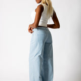Blue Hickory Stripe Baggy Jeans