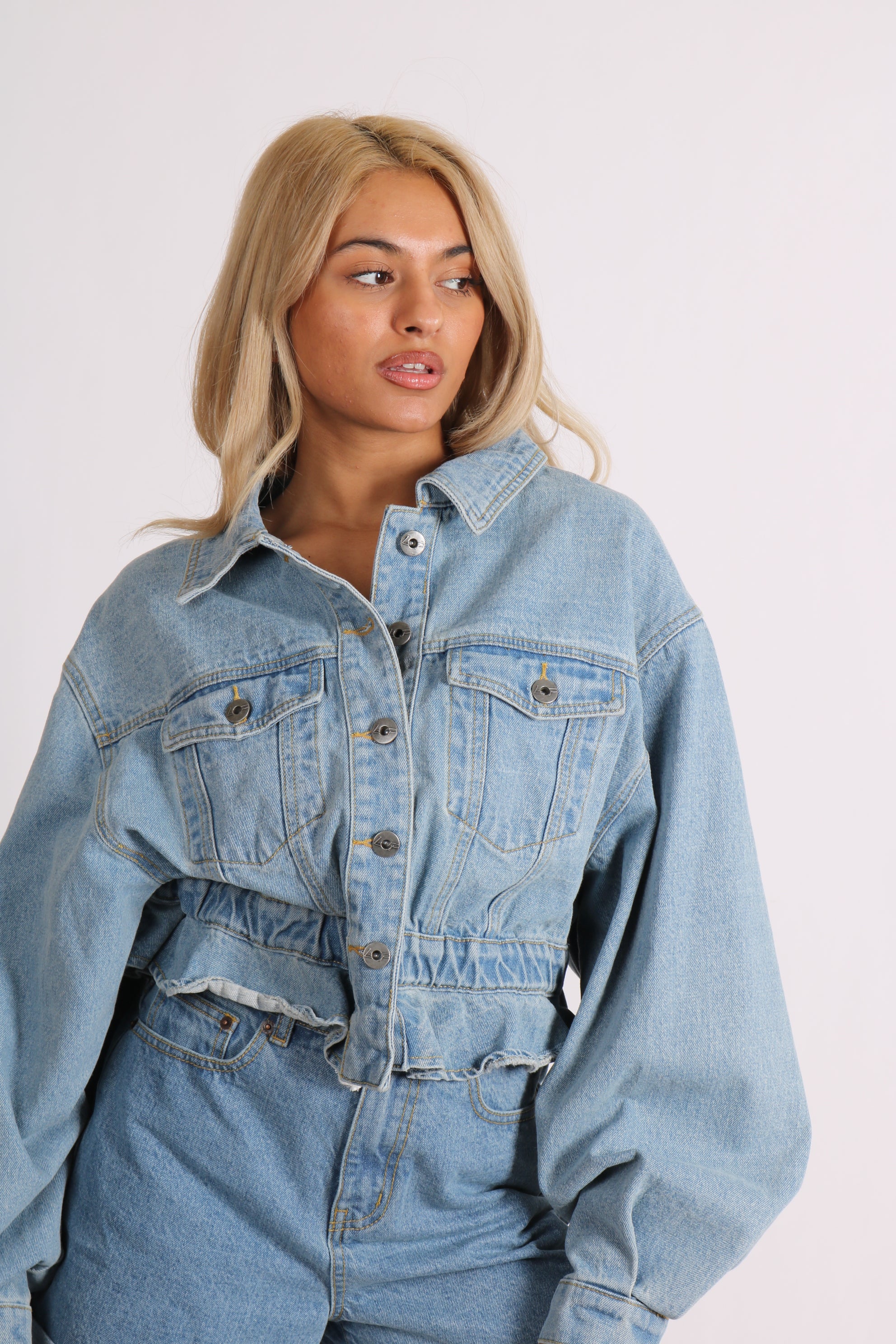 Dakota Oversized But Cropped Denim Jacket With Rope Pull Detail