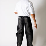 Washed Black Seam Detail Baggy Jeans