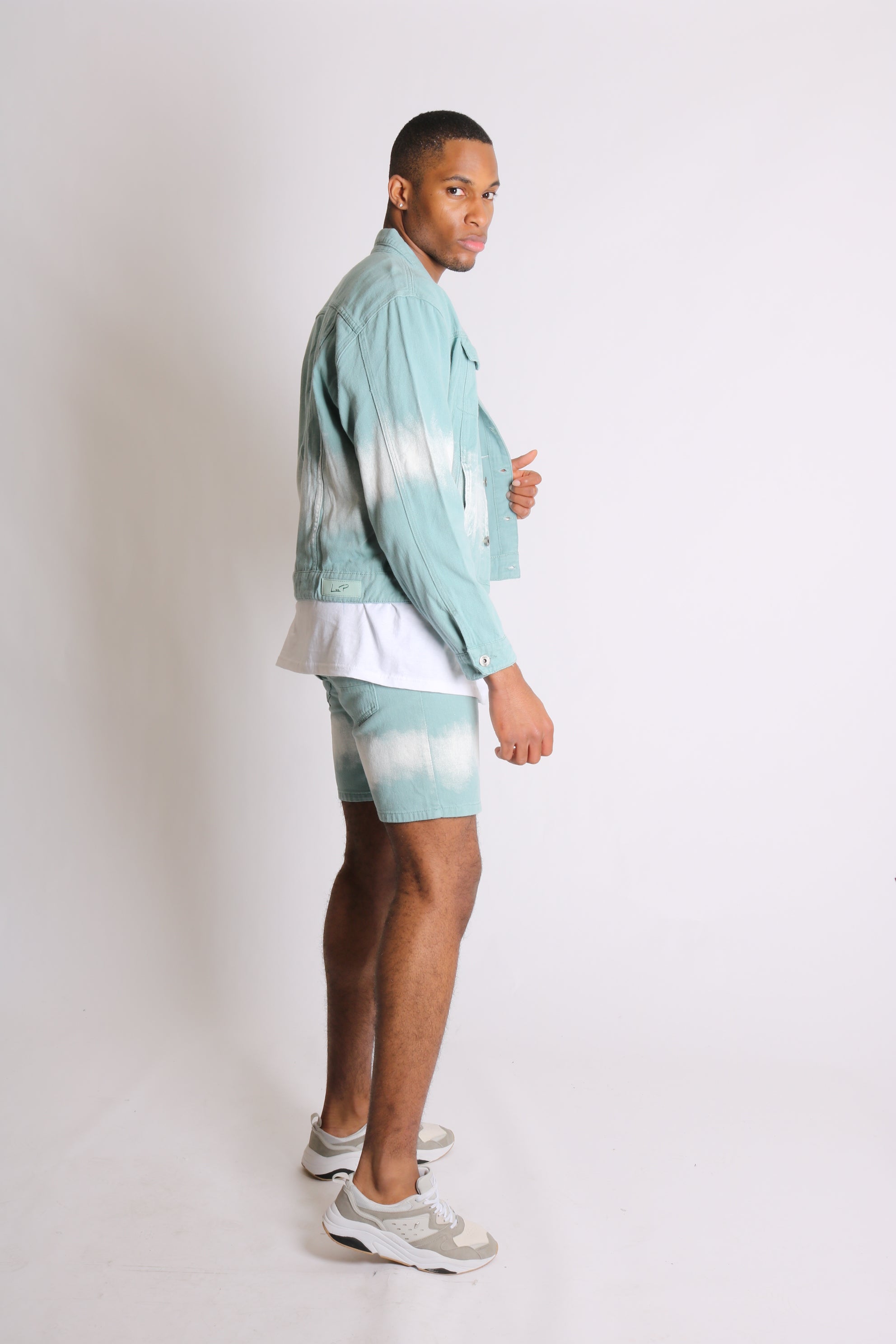 Ice Cream Sage Tie Dye Slim Fit Denim Shorts