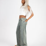 Dirty Wash Mid Rise Baggy Jeans