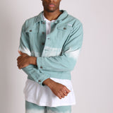 Ice Cream Sage Tie Dye Slim Fit Denim Shorts