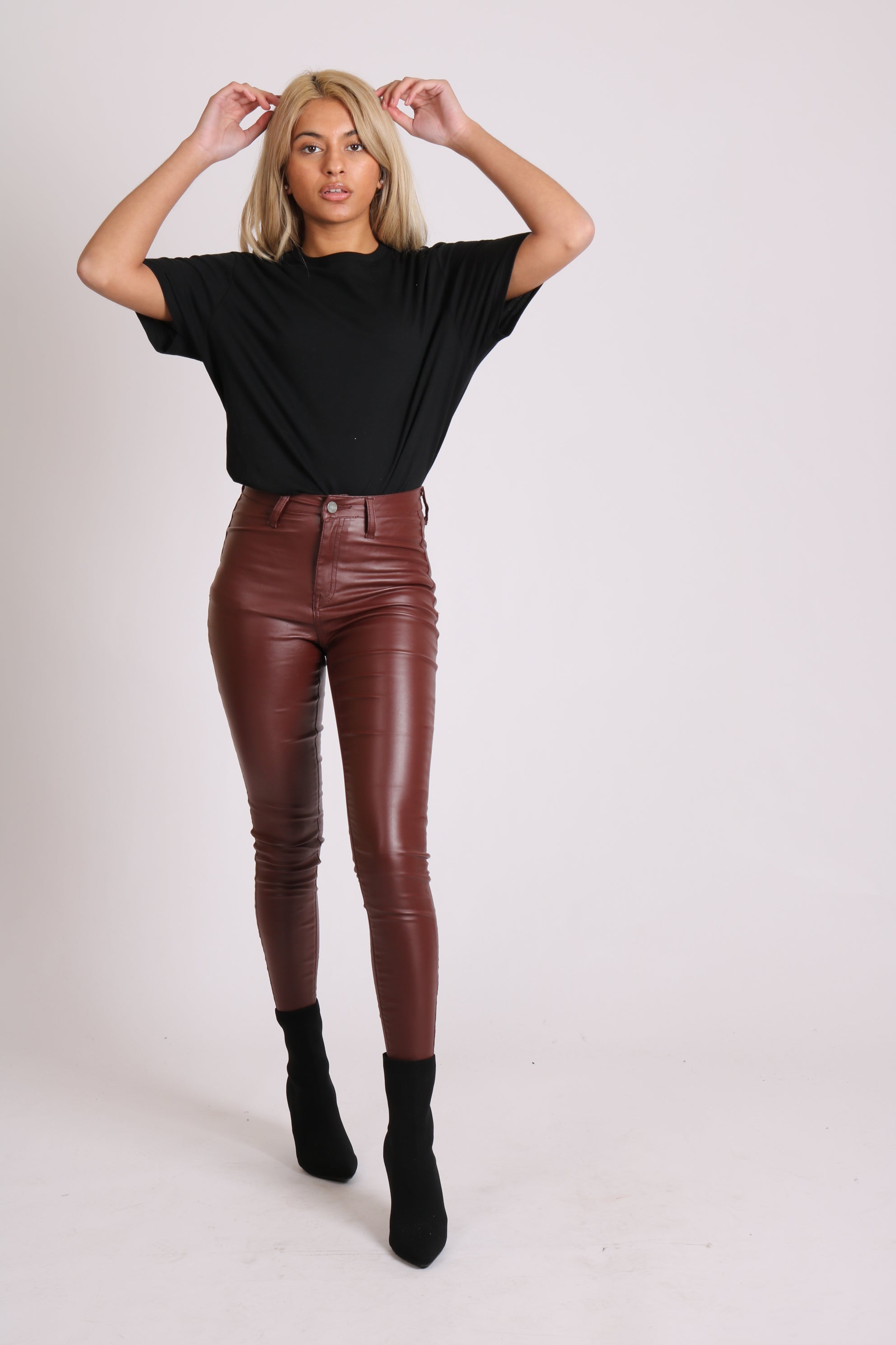 Vice Coated Skinny Jean In Burgandy