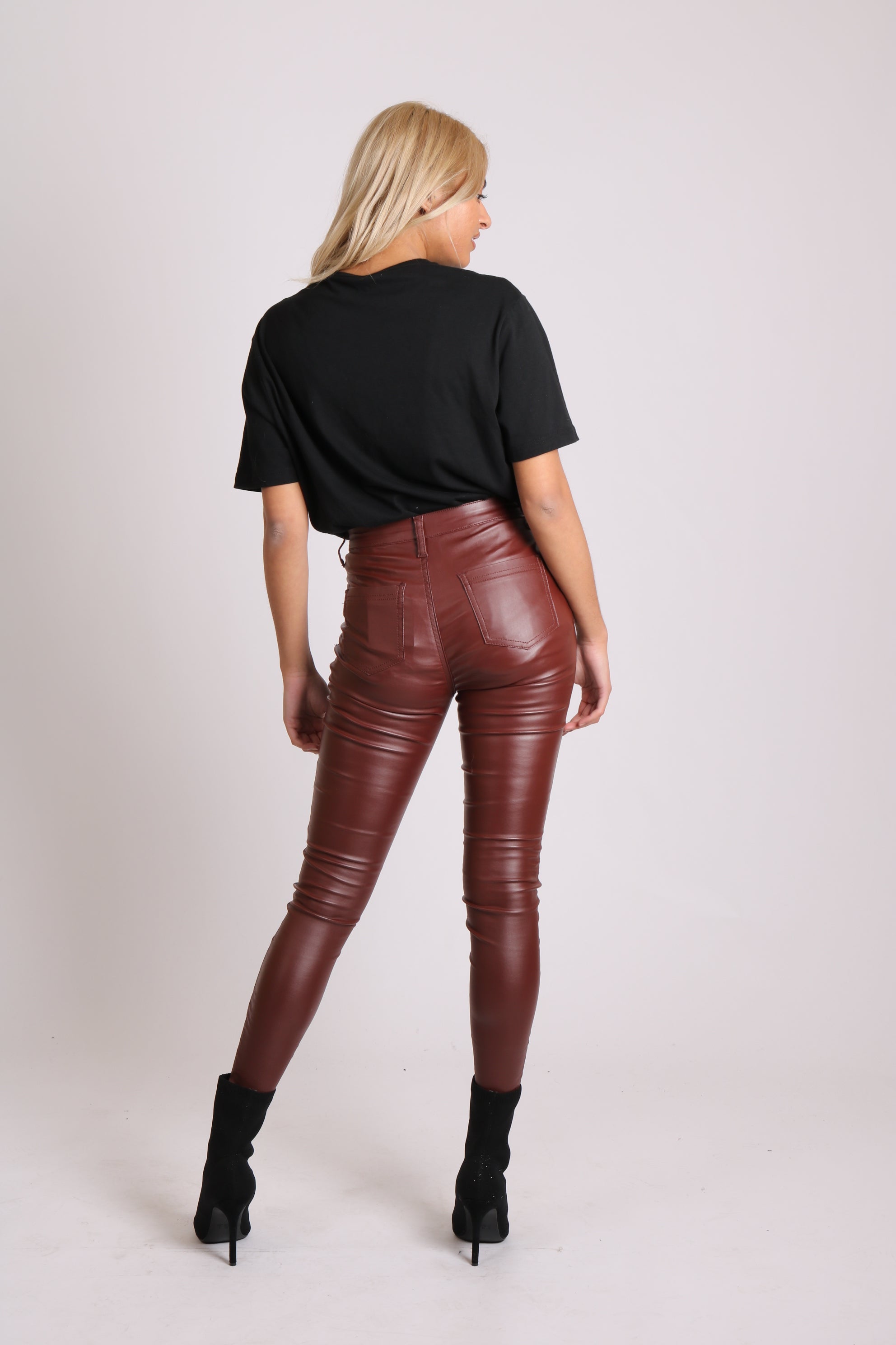 Vice Coated Skinny Jean In Burgandy