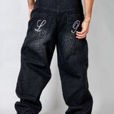 Black Snake Print Viper Baggy Jeans