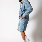 Washed Blue Corduroy Denim Jorts