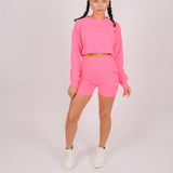 Neon Pink Crop Top & Cargo Shorts Set