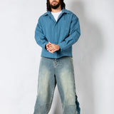 Blue Check Zip-Up Shirt