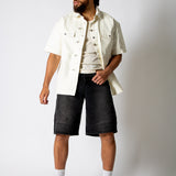 Ecru Fireman Clasp Detail Denim Shirt