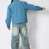 Blue Check Zip-Up Shirt