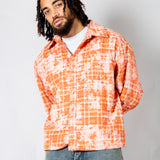 Burnt Orange Check Zip-Up Shirt