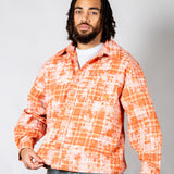 Burnt Orange Check Zip-Up Shirt