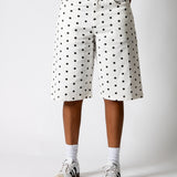 White Polka Dot Denim Jorts