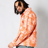 Burnt Orange Check Zip-Up Shirt
