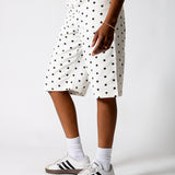 White Polka Dot Denim Jorts