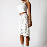White Polka Dot Denim Jorts