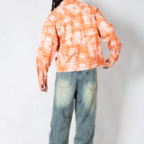 Burnt Orange Check Zip-Up Shirt