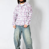 Pink Check Long Sleeve Button Through Shirt