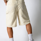 washed corduroy carpenter jorts in beige