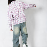 Pink Check Long Sleeve Button Through Shirt