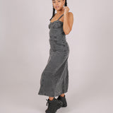 Denim Midi Corset Wide Skirt Dress