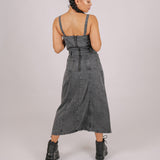 Denim Midi Corset Wide Skirt Dress