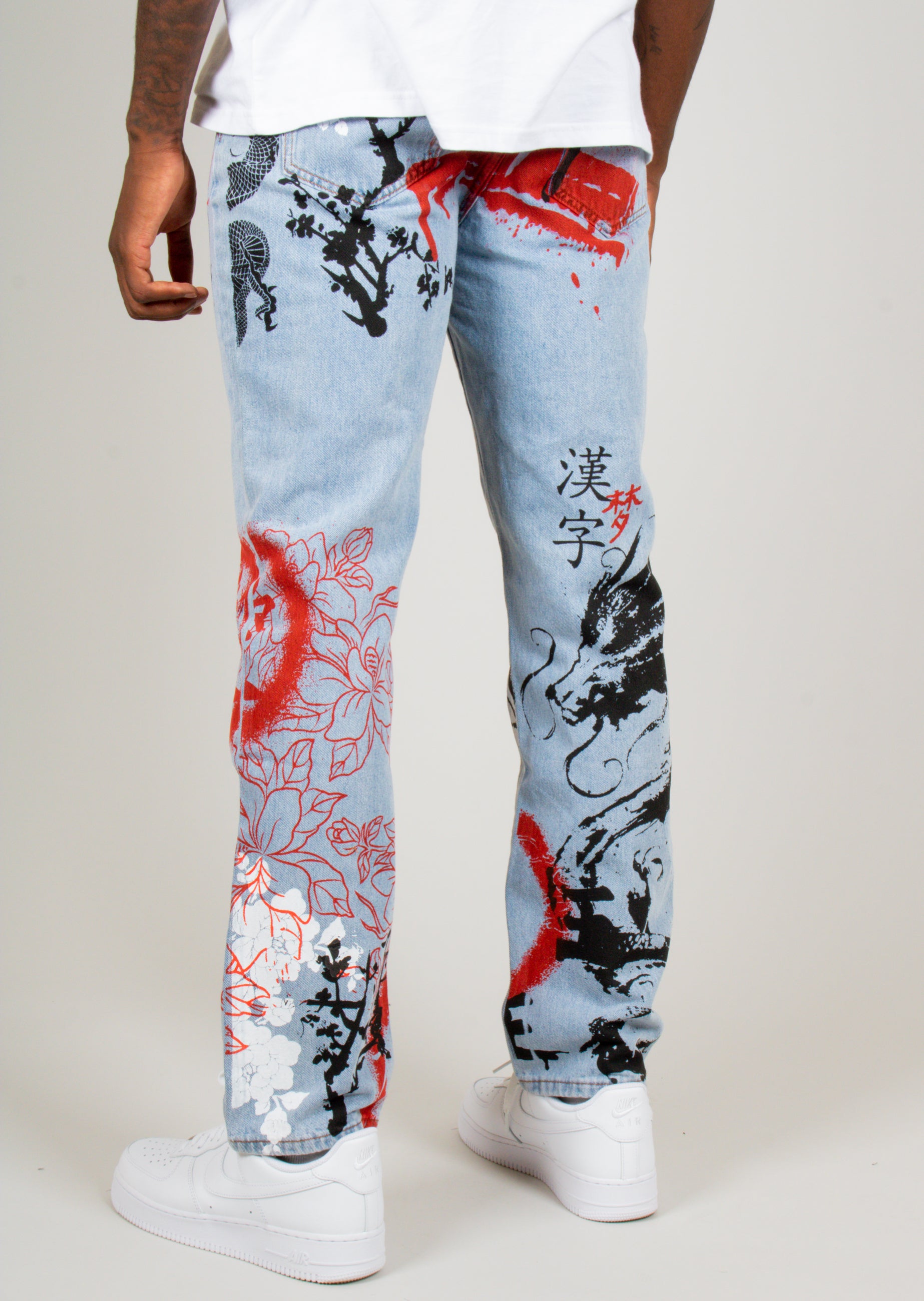 Graffiti Dragon Denim Jeans