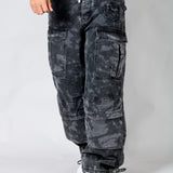 Zane Baggy Printed Tree Camo Cargo Jeans In Acid Tonal Black