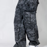 Zane Baggy Printed Tree Camo Cargo Jeans In Acid Tonal Black
