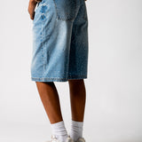Rhinestone Embellished Light Blue Wash Denim Jorts