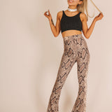 Snake Print High Rise Flare Trouser