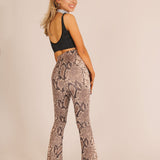 Snake Print High Rise Flare Trouser