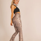 Snake Print High Rise Flare Trouser
