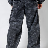 Zane Baggy Printed Tree Camo Cargo Jeans In Acid Tonal Black