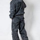 Tree Camo Hooded Denim Padded Jacket In Acid Tonal Black