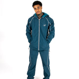 NAVY NYLON TRACK JACKET WITH LOGO & PIPING