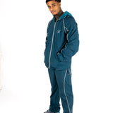 NAVY RELAXED-FIT NYLON JOGGERS WITH LOGO & PIPING