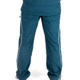 NAVY RELAXED-FIT NYLON JOGGERS WITH LOGO & PIPING