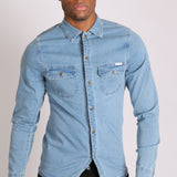 Norton Classic Slim Fit Denim Trucker Jacket In Stonewash